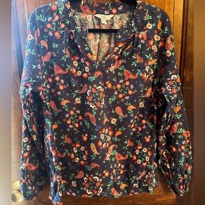 Croft & Barrow Navy Floral Blouse